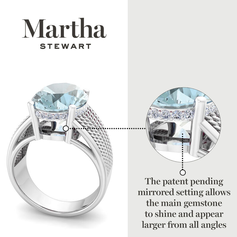 Martha Stewart 6 3/4ctw. Oval Aquamarine & Lab Grown Diamond Hidden Halo Ring In Sterling Silver image number null